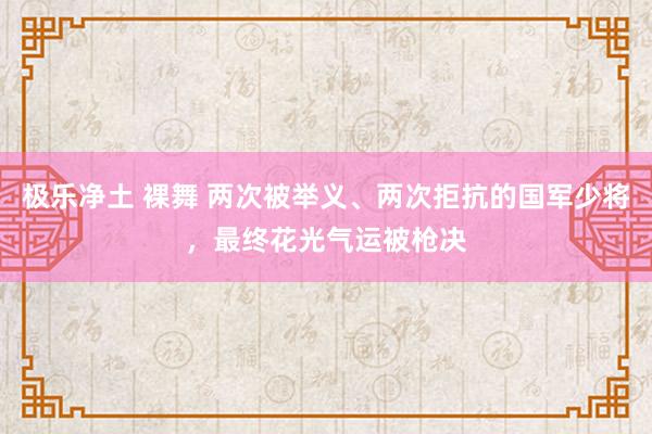 极乐净土 裸舞 两次被举义、两次拒抗的国军少将，最终花光气运被枪决