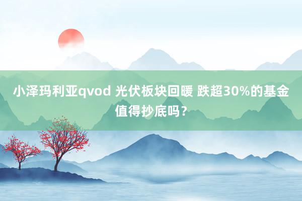 小泽玛利亚qvod 光伏板块回暖 跌超30%的基金值得抄底吗？