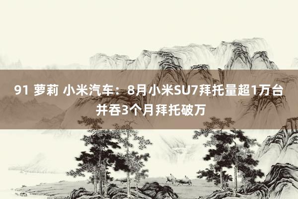 91 萝莉 小米汽车：8月小米SU7拜托量超1万台 并吞3个月拜托破万