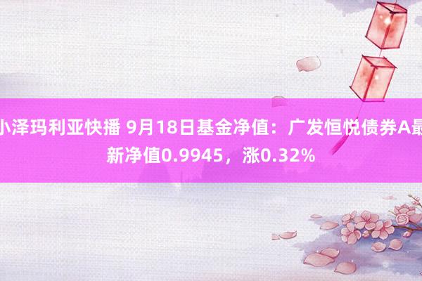 小泽玛利亚快播 9月18日基金净值：广发恒悦债券A最新净值0.9945，涨0.32%