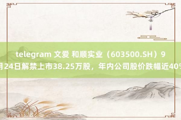 telegram 文爱 和顺实业（603500.SH）9月24日解禁上市38.25万股，年内公司股价跌幅近40%