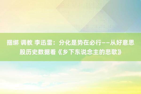 捆绑 调教 李迅雷：分化是势在必行——从好意思股历史数据看《乡下东说念主的悲歌》