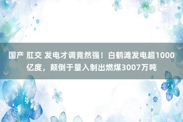 国产 肛交 发电才调竟然强！白鹤滩发电超1000亿度，颠倒于量入制出燃煤3007万吨