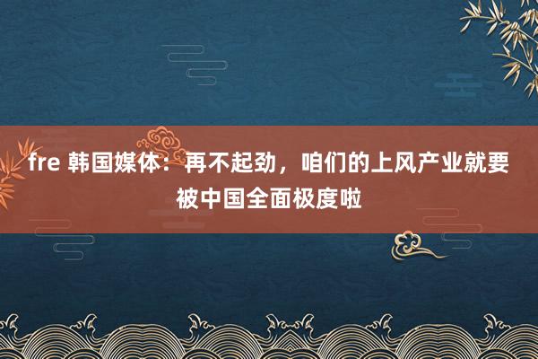 fre 韩国媒体：再不起劲，咱们的上风产业就要被中国全面极度啦