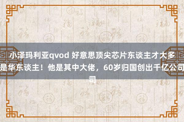 小泽玛利亚qvod 好意思顶尖芯片东谈主才大多是华东谈主！他是其中大佬，60岁归国创出千亿公司