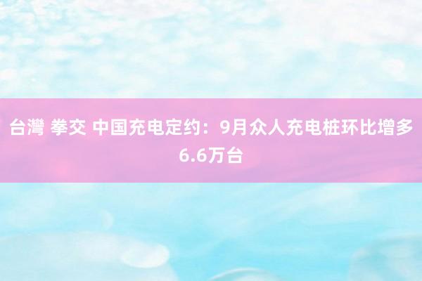 台灣 拳交 中国充电定约：9月众人充电桩环比增多6.6万台