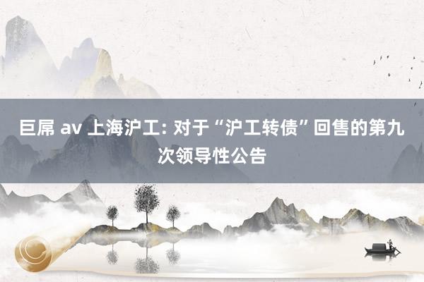 巨屌 av 上海沪工: 对于“沪工转债”回售的第九次领导性公告