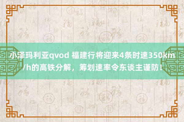 小泽玛利亚qvod 福建行将迎来4条时速350km/h的高铁分解，筹划速率令东谈主谨防！