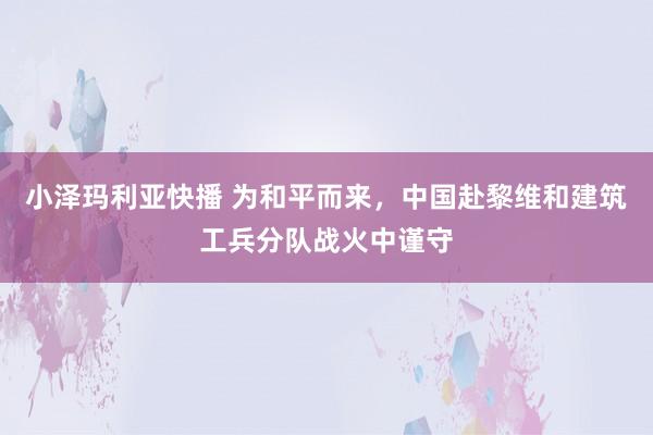 小泽玛利亚快播 为和平而来，中国赴黎维和建筑工兵分队战火中谨守