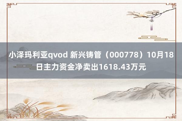 小泽玛利亚qvod 新兴铸管（000778）10月18日主力资金净卖出1618.43万元