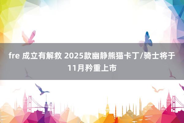 fre 成立有解救 2025款幽静熊猫卡丁/骑士将于11月矜重上市