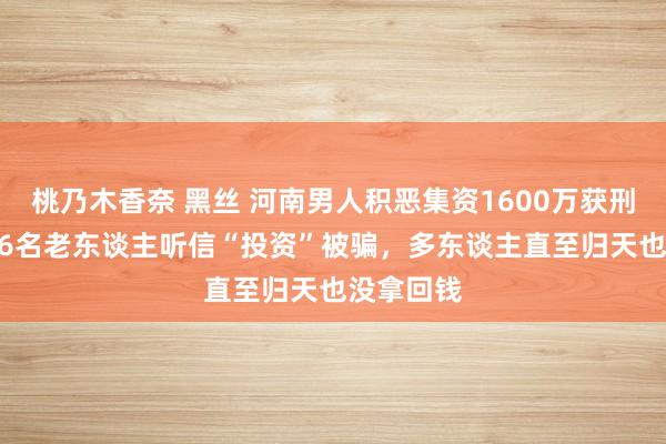 桃乃木香奈 黑丝 河南男人积恶集资1600万获刑7年：186名老东谈主听信“投资”被骗，多东谈主直至归天也没拿回钱