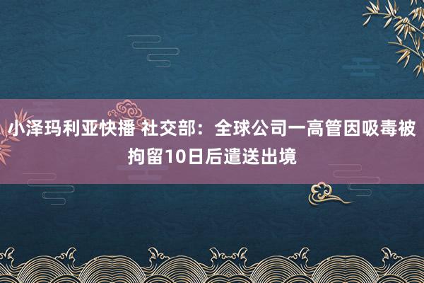 小泽玛利亚快播 社交部：全球公司一高管因吸毒被拘留10日后遣送出境