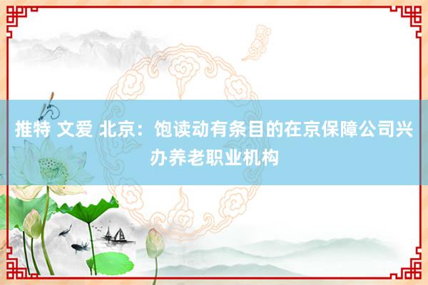 推特 文爱 北京：饱读动有条目的在京保障公司兴办养老职业机构