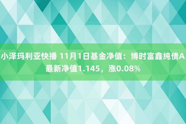 小泽玛利亚快播 11月1日基金净值：博时富鑫纯债A最新净值1.145，涨0.08%