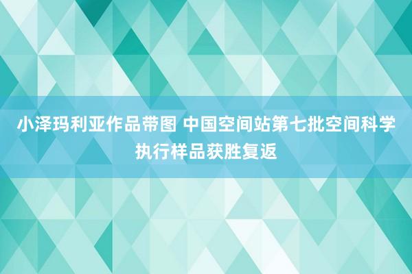 小泽玛利亚作品带图 中国空间站第七批空间科学执行样品获胜复返