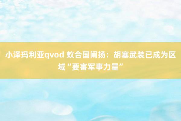 小泽玛利亚qvod 蚁合国阐扬：胡塞武装已成为区域“要害军事力量”