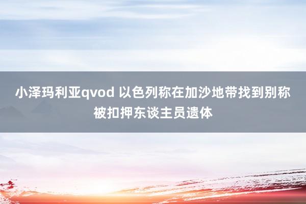 小泽玛利亚qvod 以色列称在加沙地带找到别称被扣押东谈主员遗体