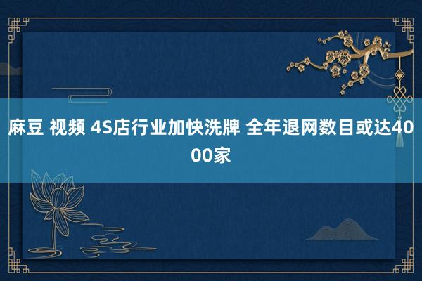 麻豆 视频 4S店行业加快洗牌 全年退网数目或达4000家