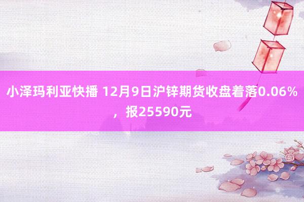 小泽玛利亚快播 12月9日沪锌期货收盘着落0.06%，报25590元