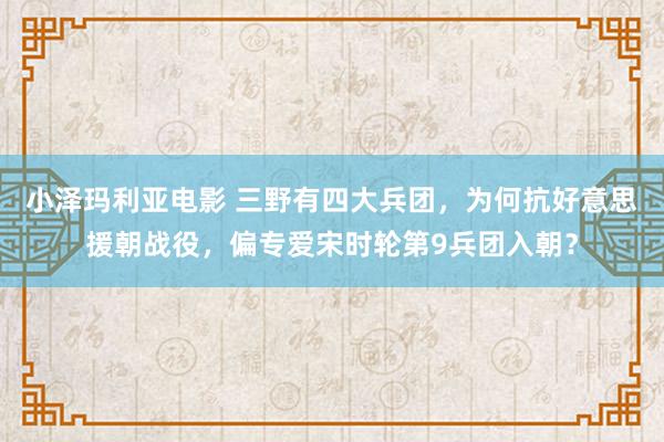 小泽玛利亚电影 三野有四大兵团，为何抗好意思援朝战役，偏专爱宋时轮第9兵团入朝？