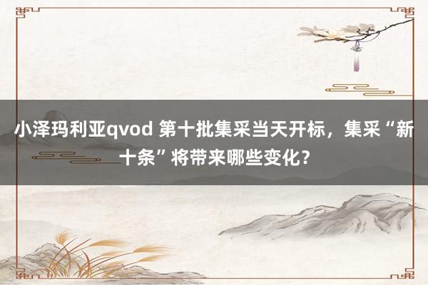 小泽玛利亚qvod 第十批集采当天开标，集采“新十条”将带来哪些变化？