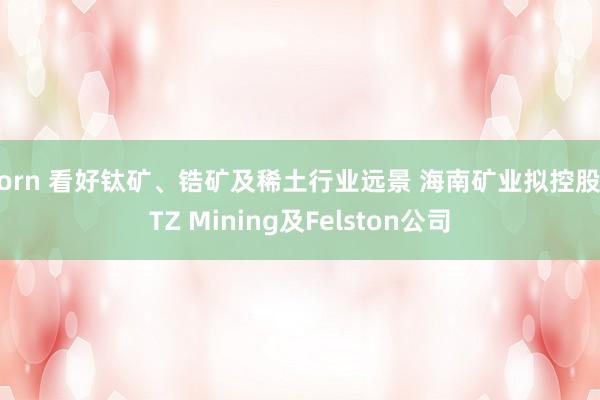 porn 看好钛矿、锆矿及稀土行业远景 海南矿业拟控股ATZ Mining及Felston公司