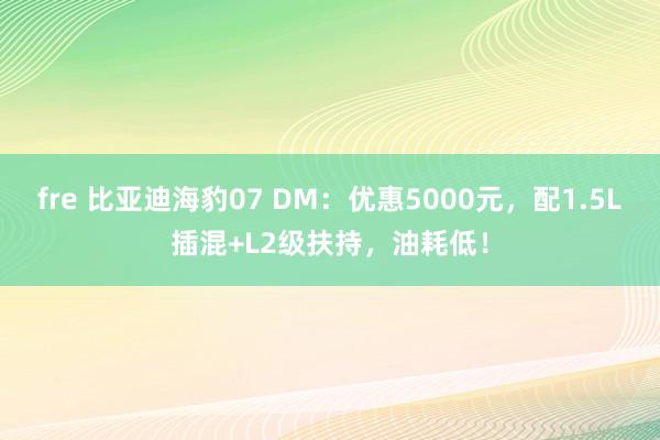 fre 比亚迪海豹07 DM：优惠5000元，配1.5L插混+L2级扶持，油耗低！