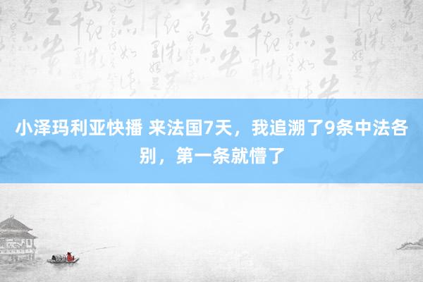 小泽玛利亚快播 来法国7天，我追溯了9条中法各别，第一条就懵了