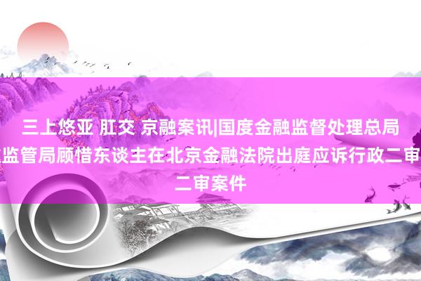 三上悠亚 肛交 京融案讯|国度金融监督处理总局安徽监管局顾惜东谈主在北京金融法院出庭应诉行政二审案件