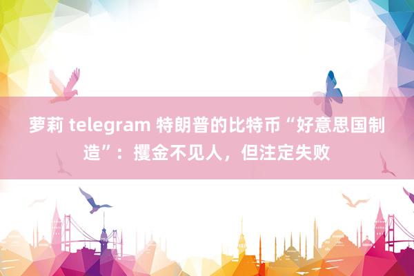 萝莉 telegram 特朗普的比特币“好意思国制造”：攫金不见人，但注定失败