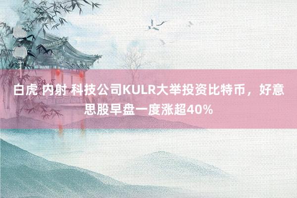 白虎 内射 科技公司KULR大举投资比特币，好意思股早盘一度涨超40%