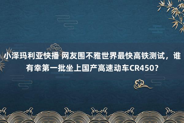 小泽玛利亚快播 网友围不雅世界最快高铁测试，谁有幸第一批坐上国产高速动车CR450？