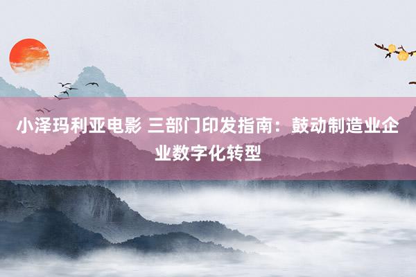 小泽玛利亚电影 三部门印发指南：鼓动制造业企业数字化转型