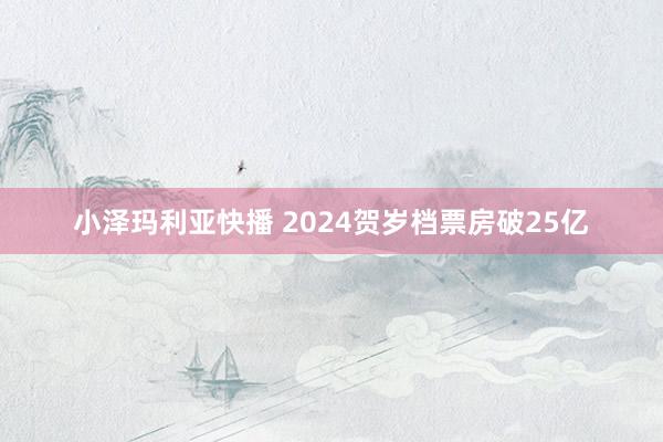 小泽玛利亚快播 2024贺岁档票房破25亿