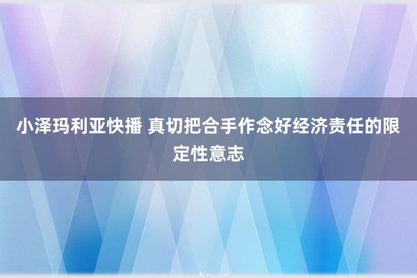 小泽玛利亚快播 真切把合手作念好经济责任的限定性意志