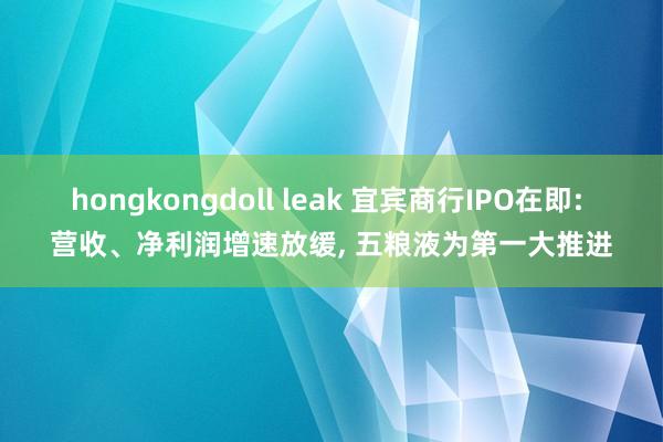 hongkongdoll leak 宜宾商行IPO在即: 营收、净利润增速放缓， 五粮液为第一大推进