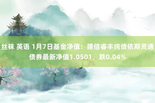 丝袜 英语 1月7日基金净值：建信睿丰纯债依期灵通债券最新净值1.0501，跌0.04%