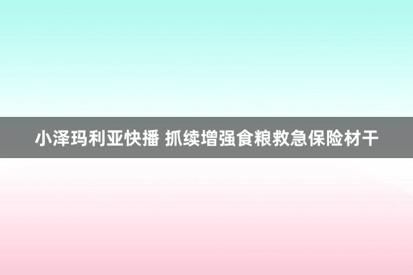 小泽玛利亚快播 抓续增强食粮救急保险材干